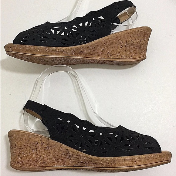 Spring Step Black Wedge Sandals EU 38 US 7.5 8 - Picture 3 of 6